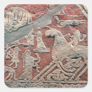 Pegatina Cuadrada Detalle de figuras que ilustran una saga