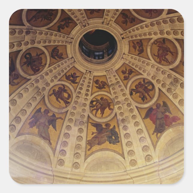 Pegatina Cuadrada Detalle de la cúpula, construida 1635-42 (Anverso)