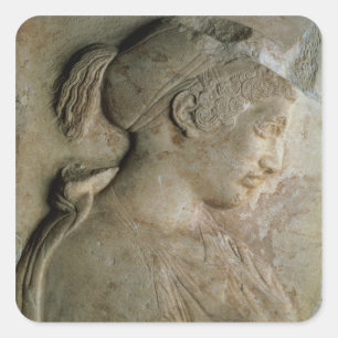 Pegatina Cuadrada Detalle de la estatua de Philis, de Thasos, c.5t