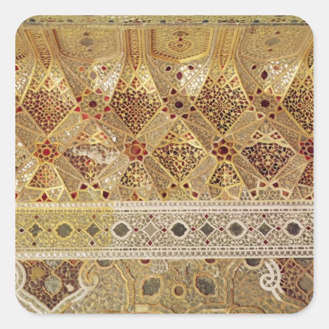 Pegatina Cuadrada Detalle de la Galería de Espejos (Anverso)