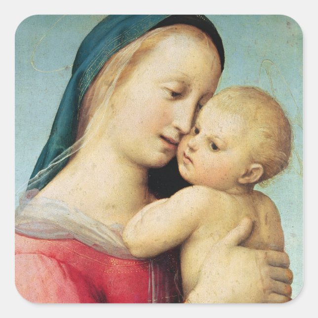Pegatina Cuadrada Detalle de la Madonna 'Tempi', 1508 (Anverso)