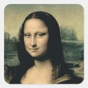 Pegatina Cuadrada Detalle de la Mona Lisa, c.1503-6