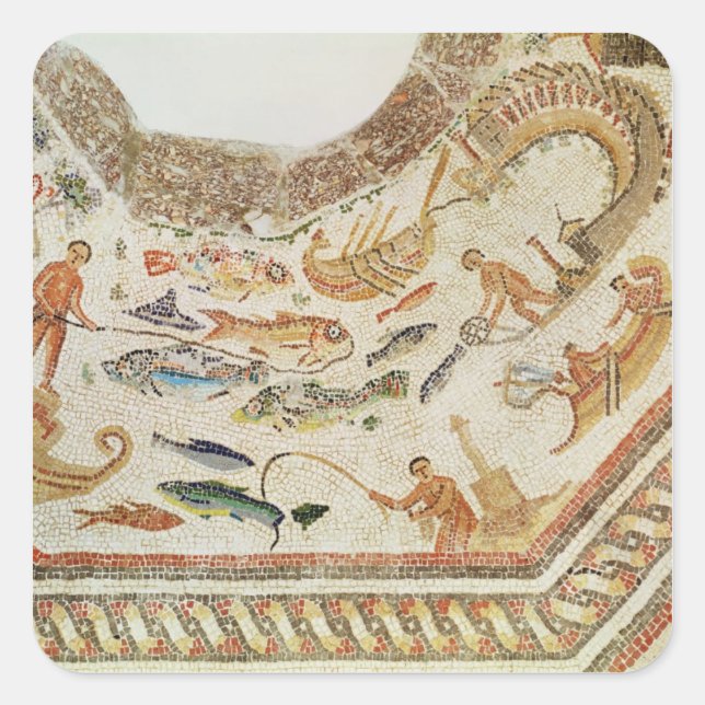 Pegatina Cuadrada Detalle de peces de Vega Baja (Anverso)