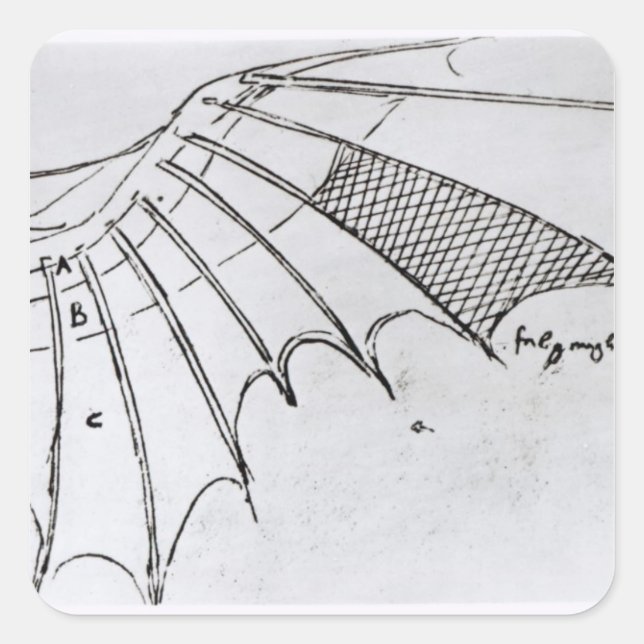 Pegatina Cuadrada Detalle de un ala mecánica (Anverso)