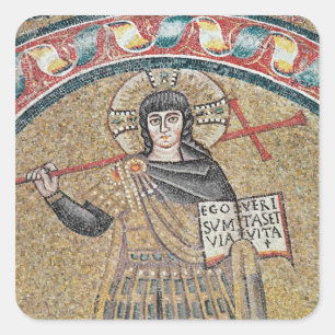 Pegatina Cuadrada Detalle de un guerrero Cristo