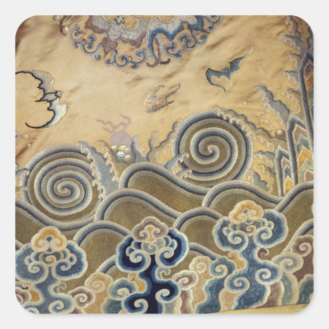 Pegatina Cuadrada Detalle de una bata funeraria, Dinastía Qing (Anverso)