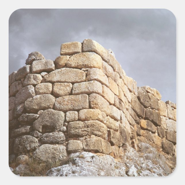 Pegatina Cuadrada Detalle de una pared de piedra (Anverso)