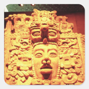 Pegatina Cuadrada Detalle de una pared de un templo con