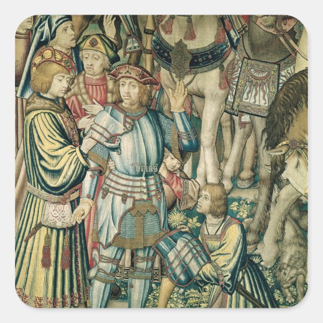 Pegatina Cuadrada Detalle de Uriah el Hittita (Anverso)