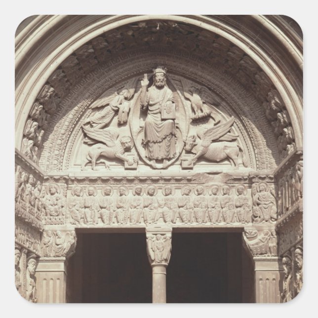 Pegatina Cuadrada Detalle del exterior de la iglesia que muestra el (Anverso)