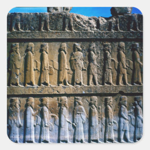 Pegatina Cuadrada Detalle del friso del alivio en la escalera