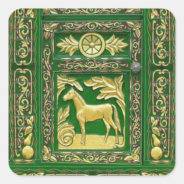 Pegatina Cuadrada Detalles de la puerta gitana (Anverso)