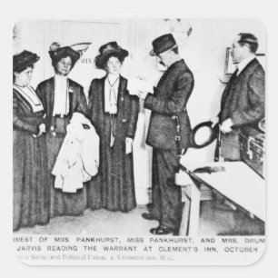 Pegatina Cuadrada Detención de señora Pankhurst