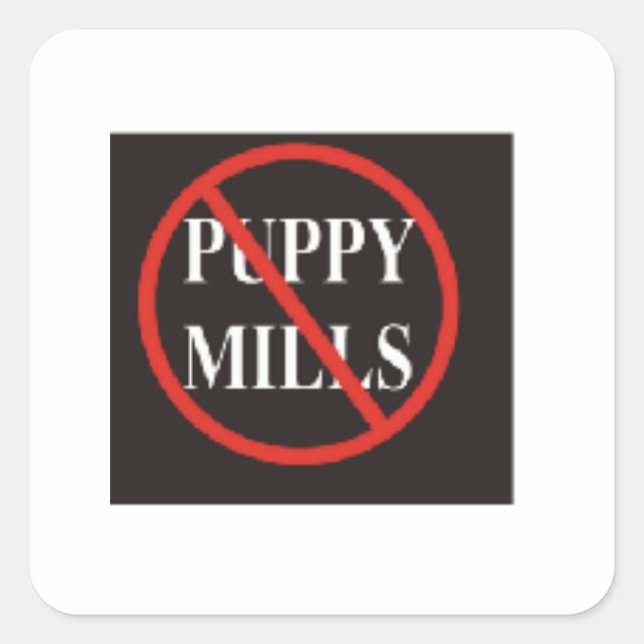 PEGATINA CUADRADA DETENER A LOS PEGATINAS DE PUPPY MILLS (Anverso)