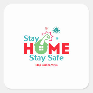 Pegatina Cuadrada Detener Corona