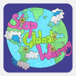 Pegatina Cuadrada Detener el calentamiento global - texturizado | PE
