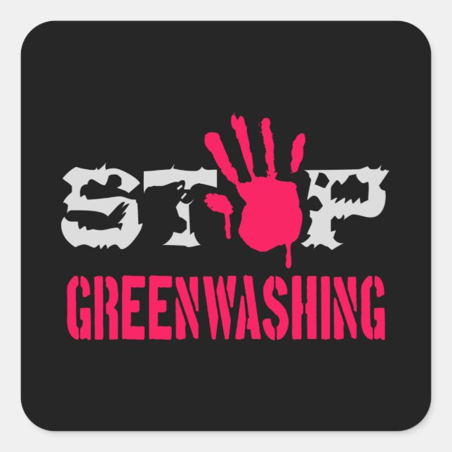 Pegatina Cuadrada Detener el Greenwash (Anverso)