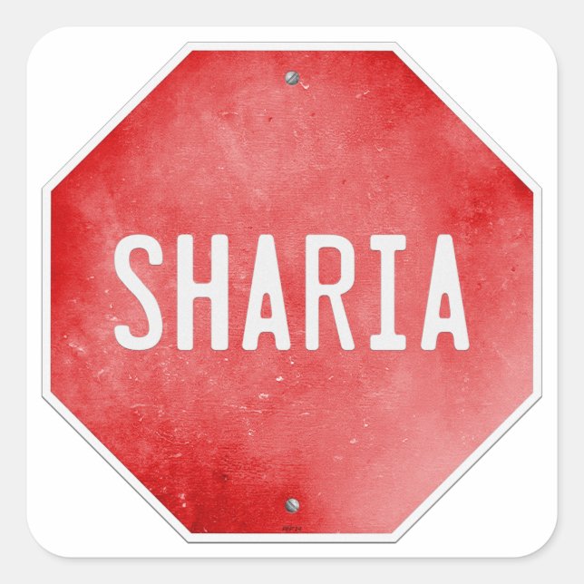 Pegatina Cuadrada Detener la Sharia (Anverso)