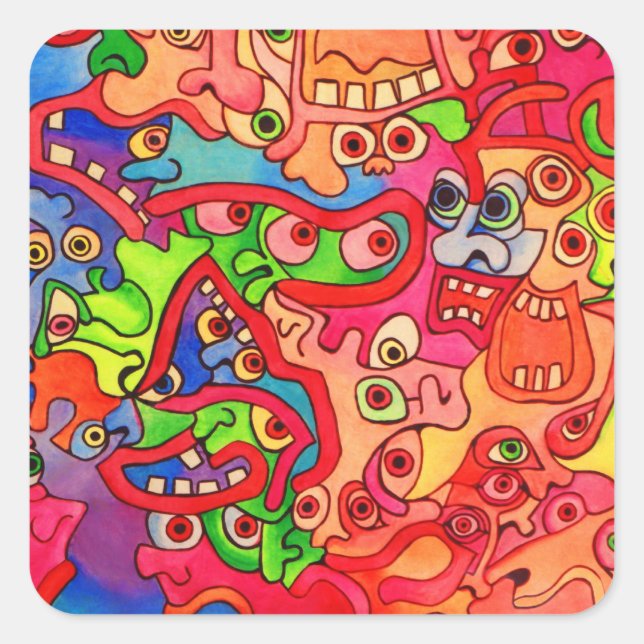 Pegatina Cuadrada ¡Detengan el mundo, quiero bajarme! (Anverso)