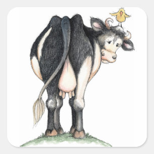Pegatina Cuadrada Detrás de la vaca - Pegatinas