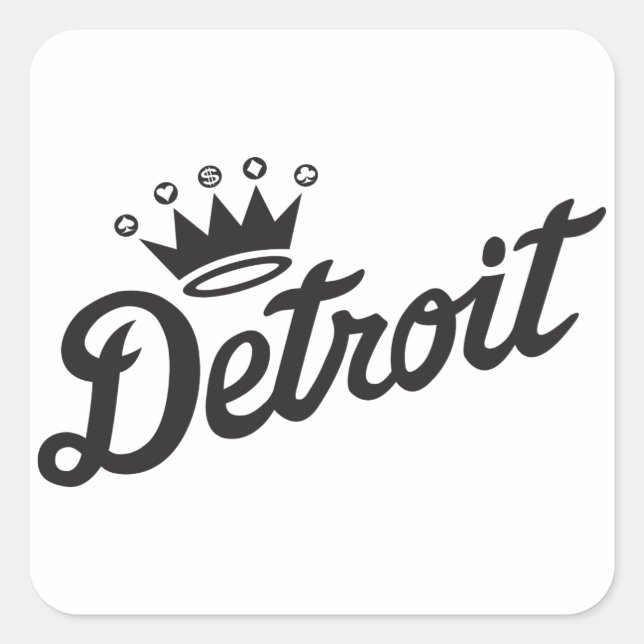 Pegatina Cuadrada Detroit Crown (Anverso)