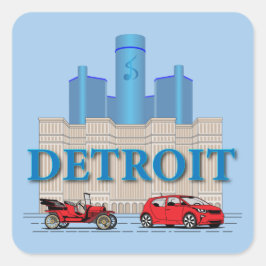 Pegatina Cuadrada Detroit Michigan