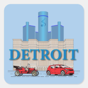 Pegatina Cuadrada Detroit Michigan