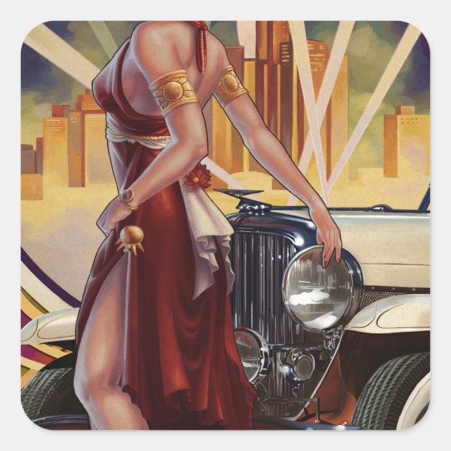 Pegatina Cuadrada Detroit, Michigan | Ciudad del motor (Anverso)