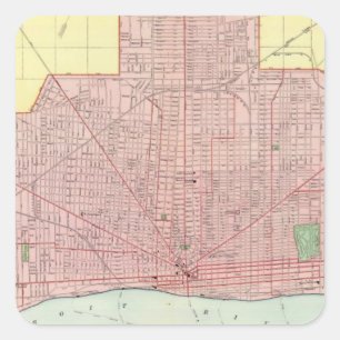 Pegatina Cuadrada Detroit y sus cercanías