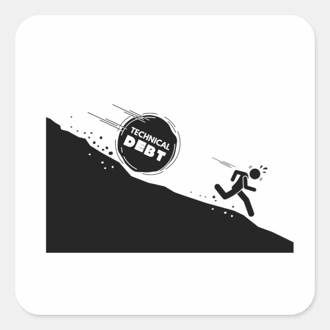 Pegatina Cuadrada Deuda técnica (Anverso)