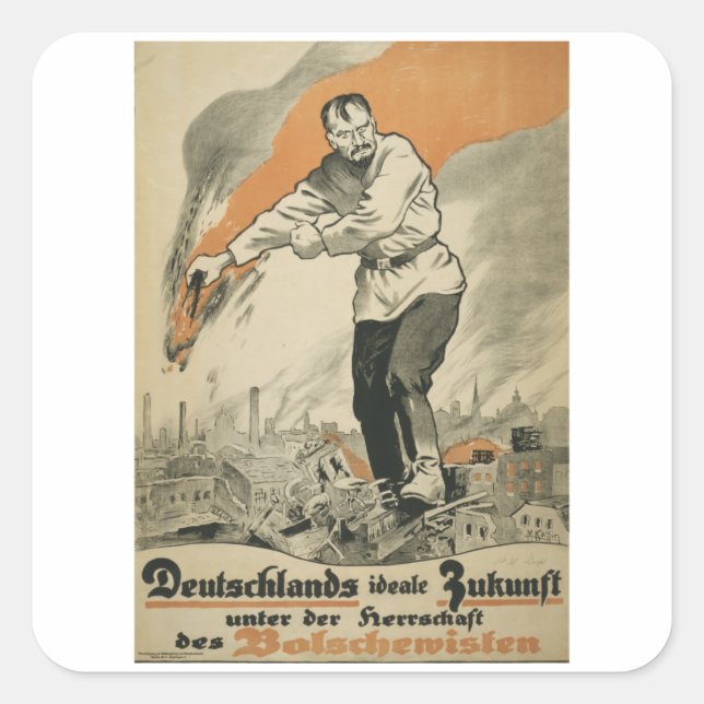 Pegatina Cuadrada Deutschlands - Vintage Alemania War (Anverso)