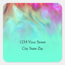 Pegatina Cuadrada Devolver la dirección Aqua Tie Dye Design