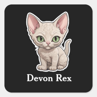 Pegatina Cuadrada Devon Rex