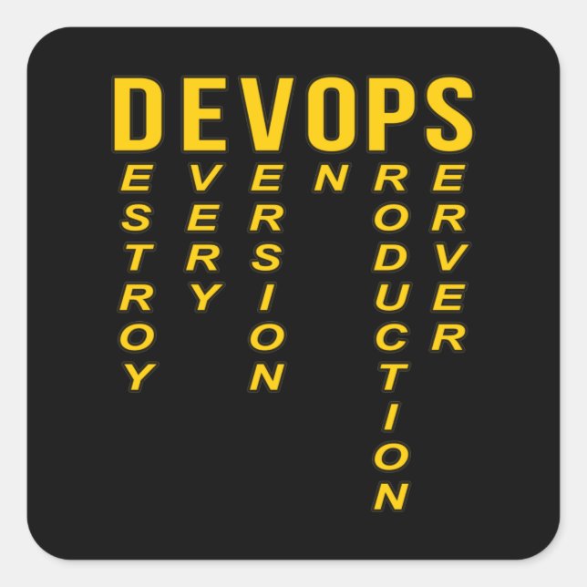 Pegatina Cuadrada Devops Definition Technical Computer IT Programmer (Anverso)