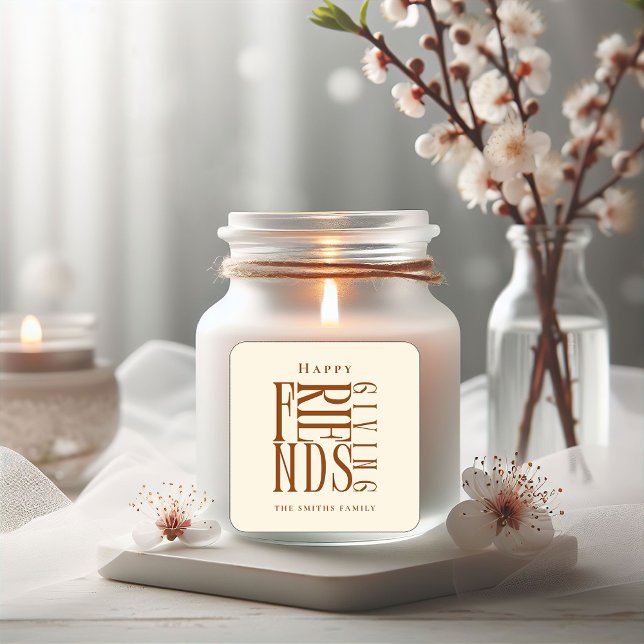 Pegatina Cuadrada Día de Acción de Gracias Amistoso Otoño Elegante M (Subido por el creador)