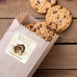 Pegatina Cuadrada Día de Acción de Gracias del Foliage de la Foliage