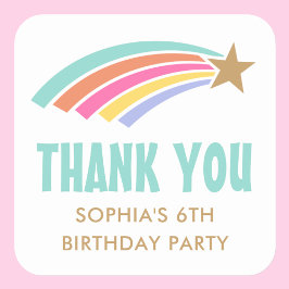 Pegatina Cuadrada Día de Aniversario del Arcoiris de Star Gracias Po