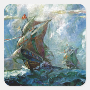 Pegatina Cuadrada Día de Colón