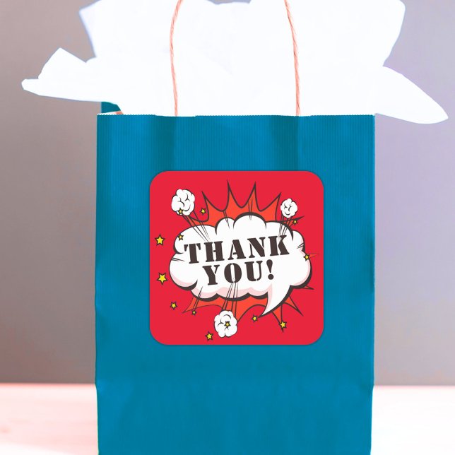 Pegatina Cuadrada Día de cumpleaños de la burbuja del discurso cómic (Subido por el creador)