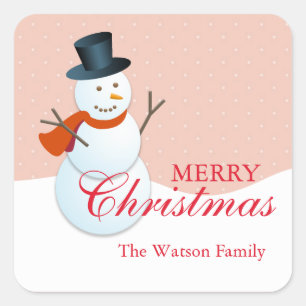 Pegatina Cuadrada Día de fiesta amistoso del navidad del rosa del