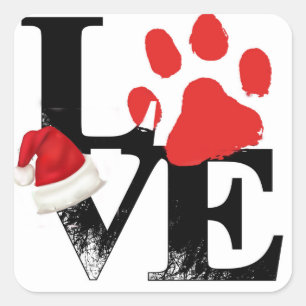 Pegatina Cuadrada Día de fiesta Santapaws - impresión de la pata e