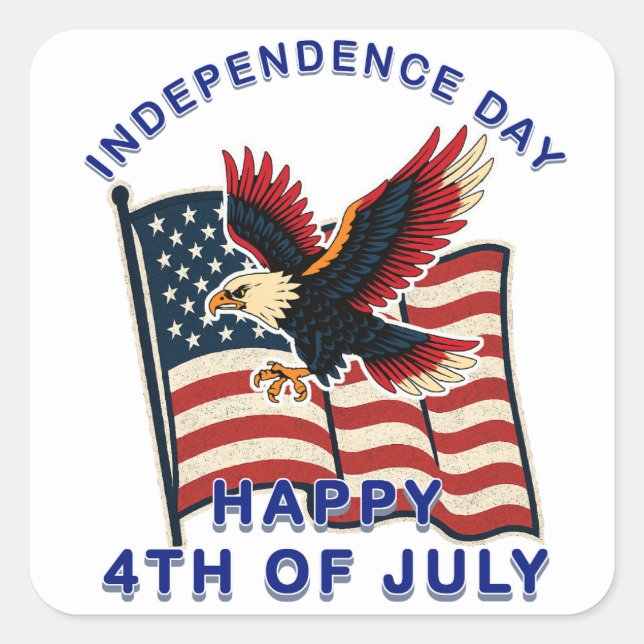 Pegatina Cuadrada Día de la Independencia (Anverso)