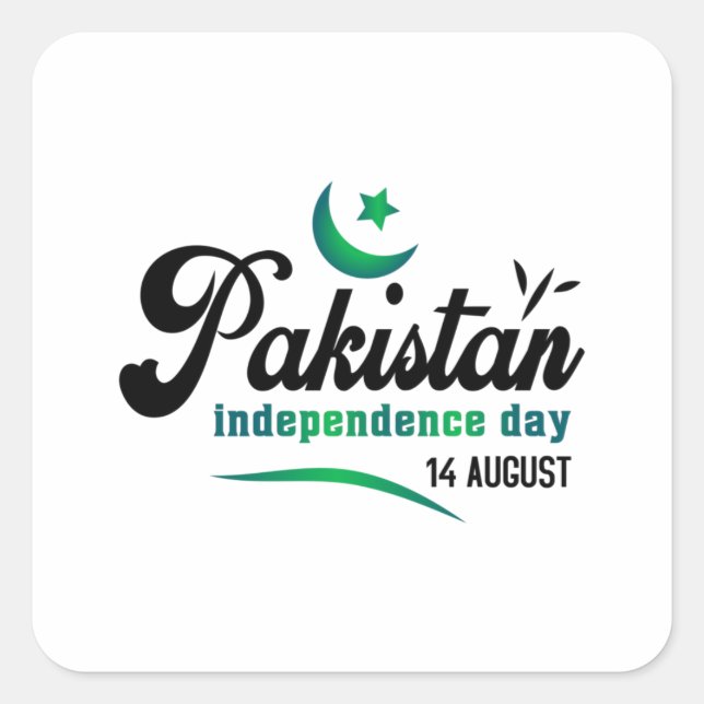 Pegatina Cuadrada Día de la Independencia de Pakistán 14 de agosto (Anverso)