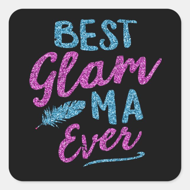 Pegatina Cuadrada Día de la Madre de las Mamáes Glam (Anverso)