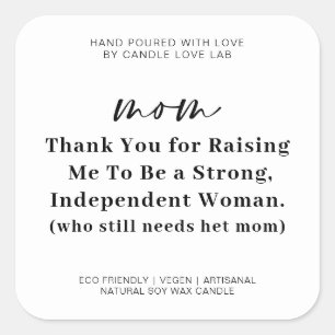 Pegatina Cuadrada DÍA DE LA MADRE DIVERTIDA   Mamá Vela