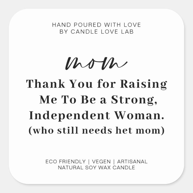 Pegatina Cuadrada DÍA DE LA MADRE DIVERTIDA | Mamá Vela (Anverso)