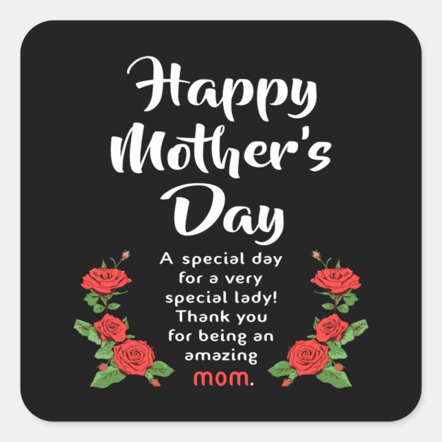 Pegatina Cuadrada Día de la madre: regalo divertido para mamá (Anverso)