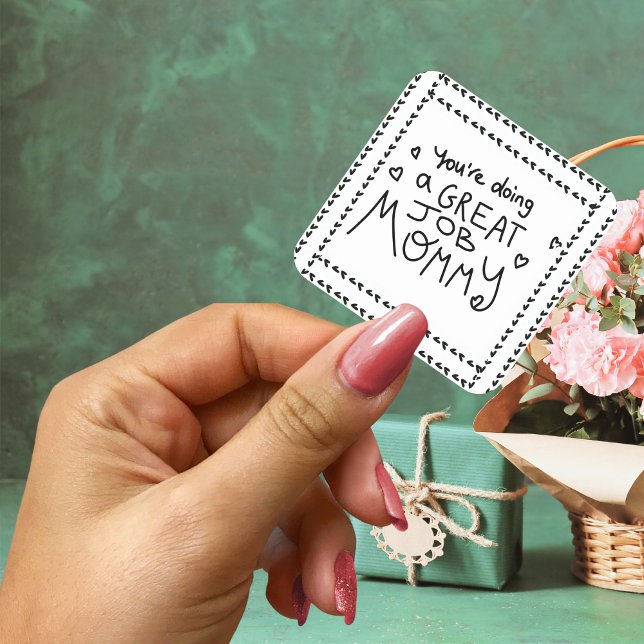 Pegatina Cuadrada Día de la madre y la Mamá del elefante (Elephant Mum & Me Mother's Day Square Sticker)