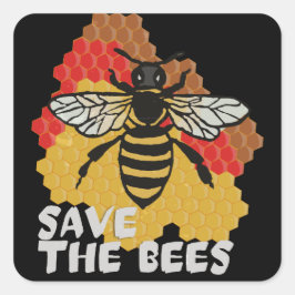 Pegatina Cuadrada Día de la Tierra, salven a las abejas