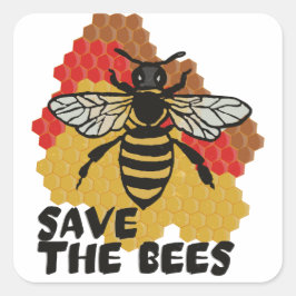 Pegatina Cuadrada Día de la Tierra, salven a las abejas
